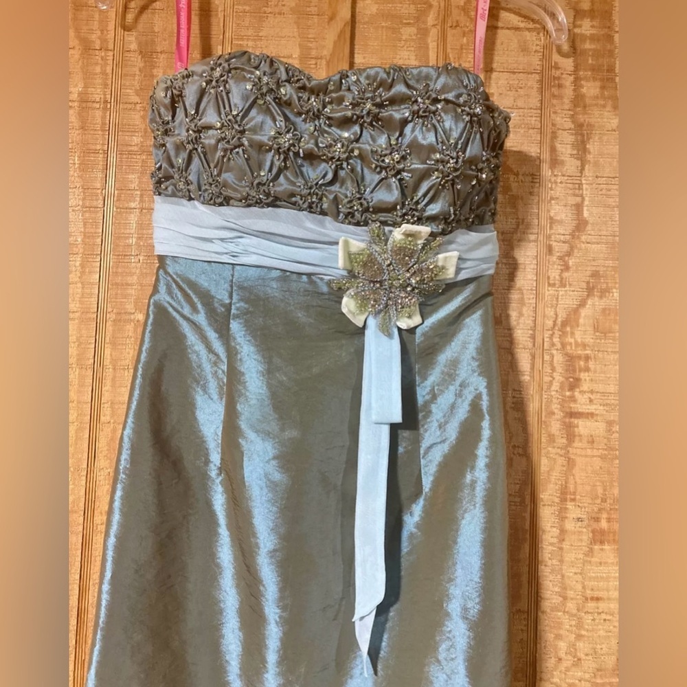 Flirt Prom Maggie Sottero P1112 Strapless Feminine Fit Flare Taffeta Gown size 8 - Picture 5 of 11